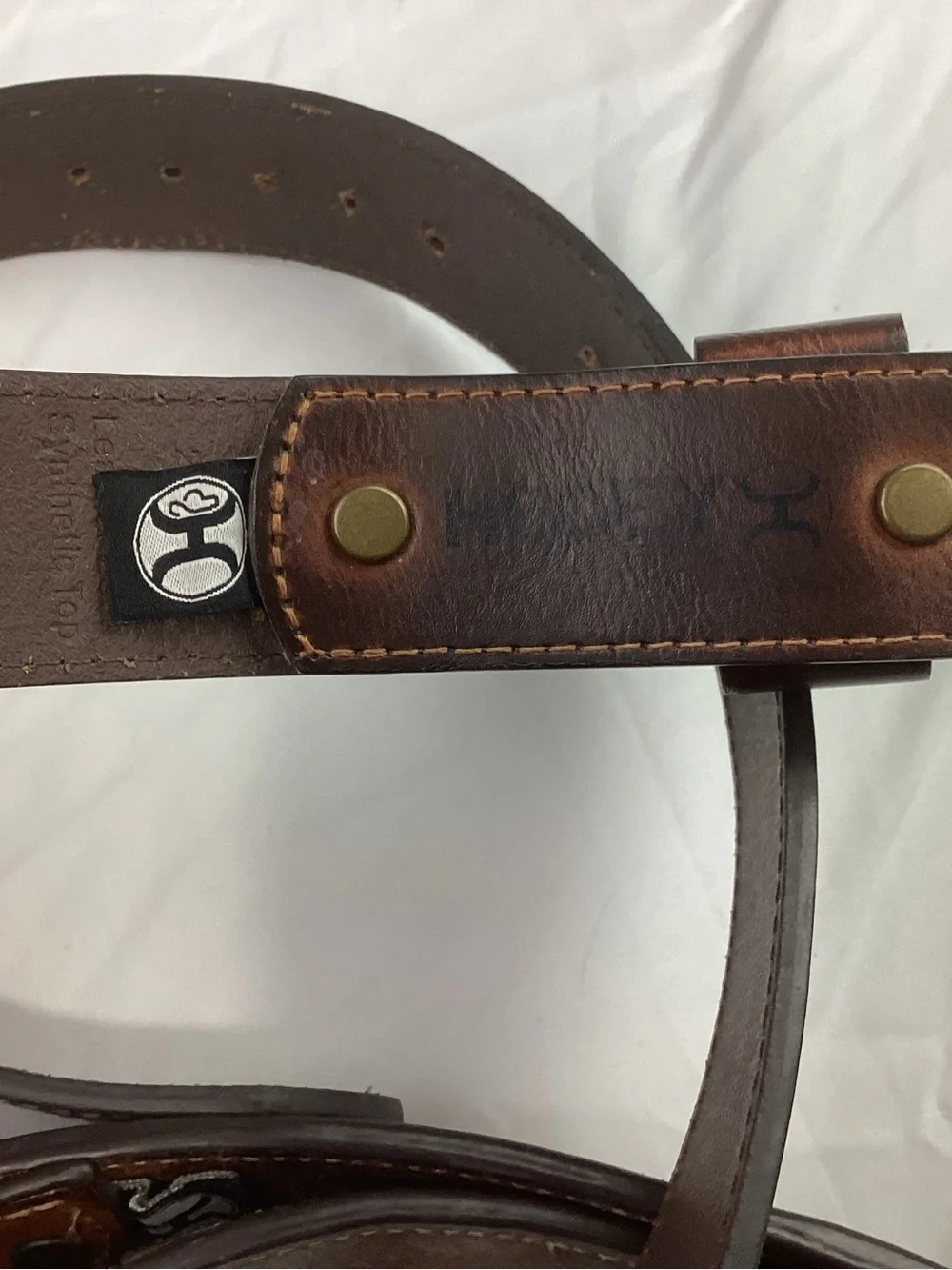 Hooey Brown Embossed Leather Belt with Southwestern Motif